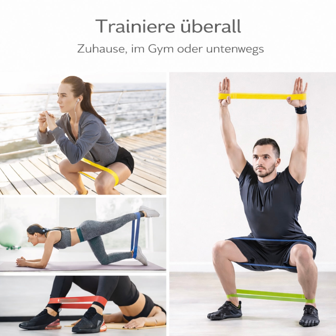 Widerstandsbänder Set (5er Set) - alic fit | 5 Stärken für Home Workouts